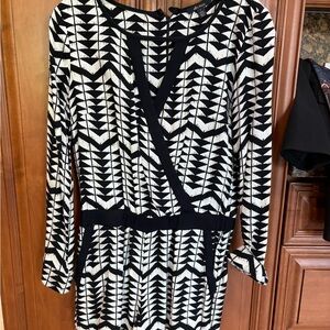 Ella Moss Black and White Chevron Long Sleeve romper